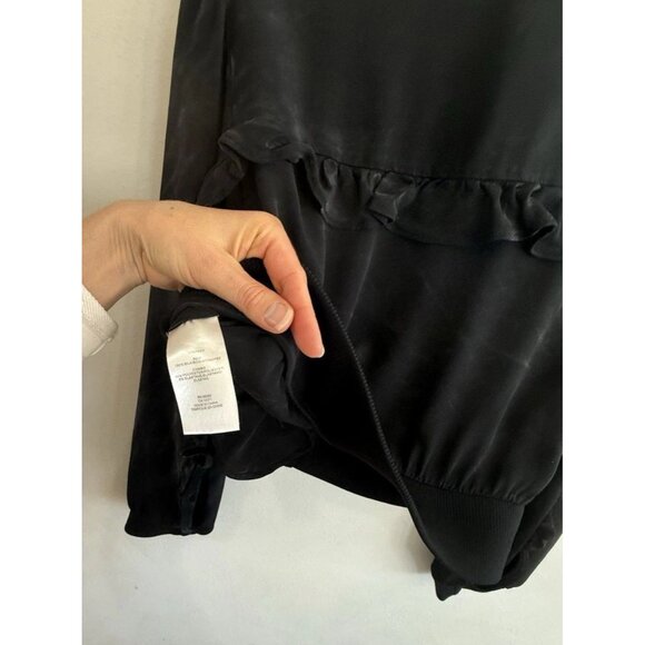 Tibi 100% Silk Jacket in Black Women’s Medium M Zip Up Long Sleeve Top Blouse - Picture 5 of 5